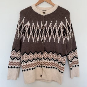 J Crew Fair Isle Strickjacke Damen Größe L Pullover Merino Alpaka Wollmischung  - Bild 1 von 9