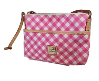 Bolso Bandolera Dooney Bourke Rosa y Blanco Guinga y Vacchetta Cuero Cuadros Foto 1 de 4