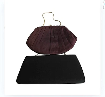 Harry Levine HL EE. UU. VINTAGE Satén Noche Bolso sin asas Cadena Dorada Cartera LOTE de 2  Foto 1 de 4