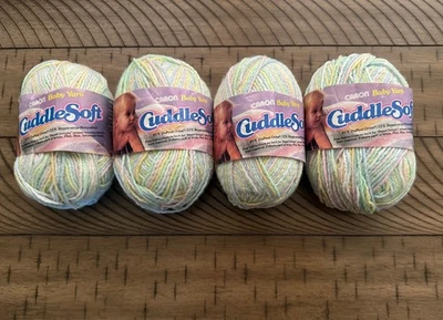 Vintage Caron Baby Yarn CuddleSoft Lot Of 4 Color Pastels Acrylic & Rayon New - Image 1 of 3