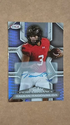 2024-SAGE-TAULIA TAGOVAILOA PEAK PERFORMANCE SILVER AUTO-1/25-MARYLAND - Image 1 of 4