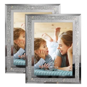 5x7 Picture Frame Sparkle Glass Photo Frames for Tabletop, Set of 2 - Picture 1 of 8
