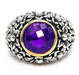Ottoman Empire Style 4CT Amethyst 925 Solid Sterling Silver Ring Sz 6.5 H1-4 - Picture 1 of 3