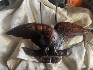 LARGE CARVED BLACK FOREST GLASS EYE EAGLE WALL PLAQUE,20 INCHES WIDE,10 HIGH - Picture 1 of 17