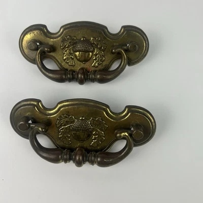Vintage Belwith Brass Acorn Drawer Pulls BPC 3655 Colonial Revival – Lot of 2 - Image 1 of 4