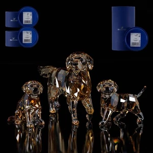 Swarovski Statuina Golden Retriever Set Madre, Cucciolo in piedi, Seduto 1142... - Foto 1 di 8