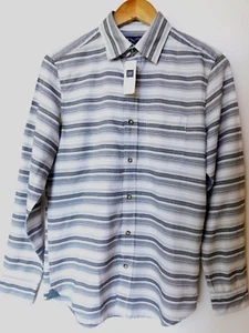 Camisa con botones Gap para hombre negra blanca TALLA XS algodón a rayas manga larga NUEVA - Imagen 1 de 3