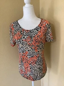 B. B. Women's Leopard Print with Orange Bling All Over Pullover Top Size M - Picture 1 of 5