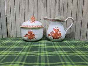 Herend Chinese Bouquet Rost Milchkännchen und Zuckerschale mit Deckel - Bild 1 von 4