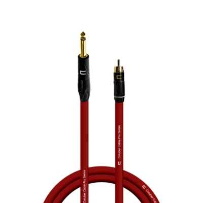 1/4" TS Male to RCA Unbalanced Mono Cable Custom Length, Color Professional Cord - Image 1 of 4
