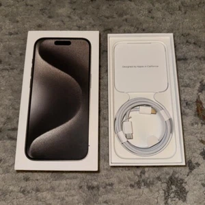 BOX ONLY iPhone 15 Pro Natural Titanium 128GB A2848 6.1 WITH Authentic CORD - Zdjęcie 1 z 4