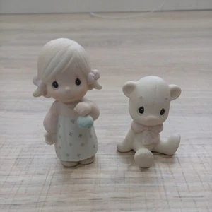 Vintage Precious Moments Lot of 2 Figurines "God Gave His Best" 1985, 1982 Bear - Picture 1 of 6