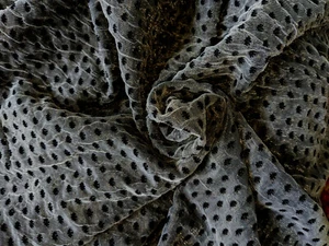 Black Lined Dotted Gray Shimmery Netting 4 Way Stretch Fabric By The Yard x 48"w - Picture 1 of 4
