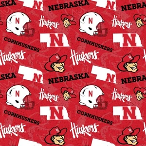 University of Nebraska Cornhuskers Cotton Fabric Tone on Tone Print-By the Yard - Picture 1 of 1