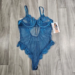 NWT Elegant Moments Blue Lace Teddy Size XL - Picture 1 of 6