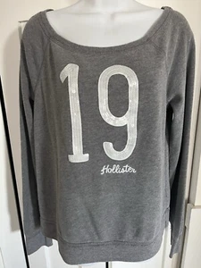 Hollister Women's Gray Sweatshirt Sweater Round Neck Pullover Sequin 19 Large - Picture 1 of 5