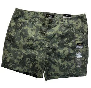 Lee Damen Größe 18 Medium Mid Rise normale Passform grün Blumenmuster Baumwollmischung Shorts - Bild 1 von 7