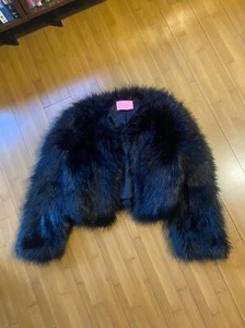 Azalea Wang Black Faux Fur Jacket - Slightly Cropped - Small - Picture 1 of 7