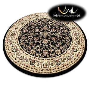  Thick & Soft classic TRADITIONAL RUGS ROYAL Ornament circle black ORIGINAL  - Picture 1 of 6