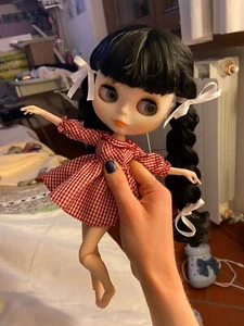 Blythe Doll Wavy Black Hair Glossy Face Nude Jointed Body White Skin "12 Gift - Picture 1 of 2