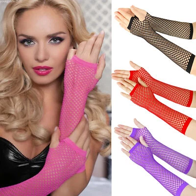 Fingerless Fishnet Wrist Gloves Assorted Colors 80s Costume Props Club Halloween - Image 1 of 4