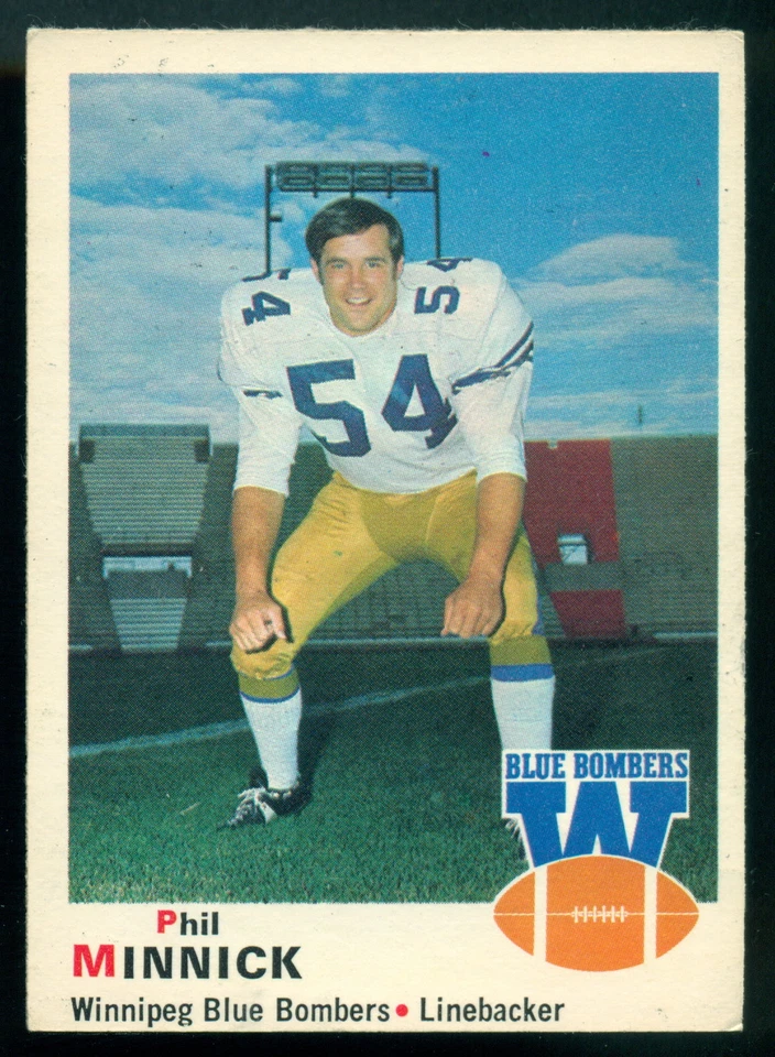 1970 OPC O PEE CHEE CFL 67 PHIL MINNICK NM WINNIPEG BLUE BOMBERS COLLEGE OF IOWA - Image 1 of 1