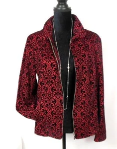 Chaqueta de Terciopelo Rojo Negro Cremallera Aspecto A Medida PEQUEÑO Christopher & Banks - Imagen 1 de 7