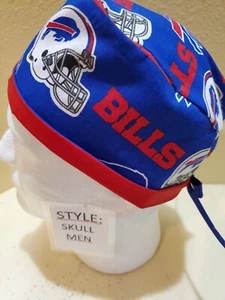 Buffalo Bills NFL Men's Skull/Chemo Surgical Scrub Hat/Cap Handmade - Picture 1 of 6