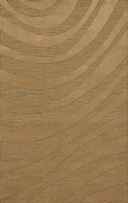 Yellow Transitional Hand Hooked Swirls Stripes Lines Area Rug Abstract DV12 - Image 1 of 2