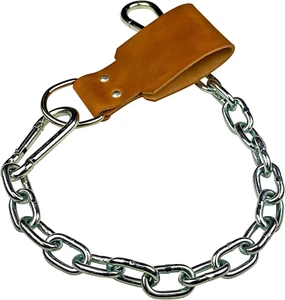 Leather Dip Belt Strap with Chain for Weight Lifting - for Weighted Dips and Pul - Picture 1 of 12