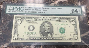 1995 $5 Federal Reserve STAR Note ~ PCGS 64 EPQ ~ Fr# 1985*F* ~ Atlanta - Picture 1 of 6