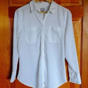Chico's Embellished Vneck Button Down Long Sleeve Sz 1 (M) Blouse - Picture 1 of 8