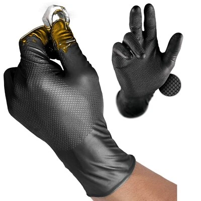 Grippaz Nitril Einweghandschuhe Arbeits Grip Lebensmittel Viren Chemikalien - Bild 1 von 4