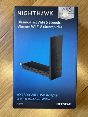 NETGEAR Nighthawk AX1800 Wi-Fi 6 USB 3.0 Adapter - Black A7500-100PAS - Image 1 of 3