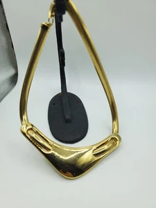 Gold Tone Sliding Collar Omega Necklace Triangle Modern Statement MCM JB5 - Picture 1 of 6