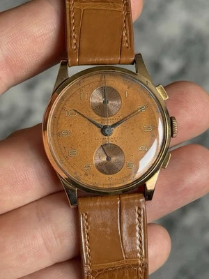 Vintage 18K Rose Gold Suisse Chronographe Watch Runs - Image 1 of 4