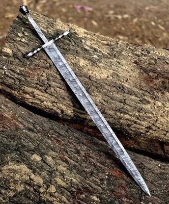 CUSTOM HANDMADE DAMASCUS STEEL BLANK BLADE SWORD VIKING SWORD - Image 1 of 4