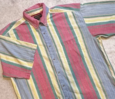 VTG 90s Pastel Striped Short Sleeve Button Down Shirt S.S. Tango Cotton XL/2XL - Image 1 of 4