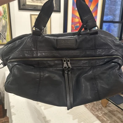 Bolso de Lona John Varvatos USA Todo Cuero Fin de Semana Raro Foto 1 de 4