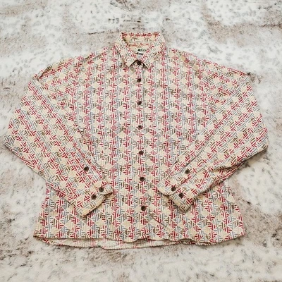 REI Co-op 女式远足衬衫 L 几何长袖户外步道 Gorpcore — 第 1/4 张图片