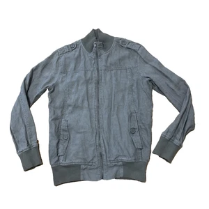 21MEN 100% Linen Flight Bomber Jacket Men M Green Mock Army Military Light Layer - Bild 1 von 22