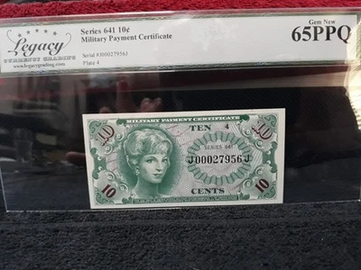 Series 641 10 cent Military Payment Certificate MPC LCG Gem New 65!! - Image 1 of 4