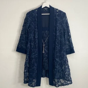 R&M Richards Evening Lace Top Women's 18W Blue - Picture 1 of 8