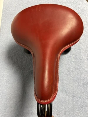 PREWAR 20's THRU MID 30'S TROXEL LONG SPRING LEATHER BICYCLE SADDLE - Image 1 of 4