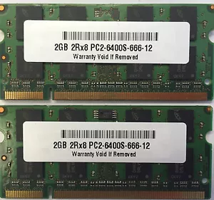 4GB 2 2GB PC2-6400 Laptop Memory RAM DDR2 800 SODIMM Acer Dell HP Lenovo Toshiba - Picture 1 of 1