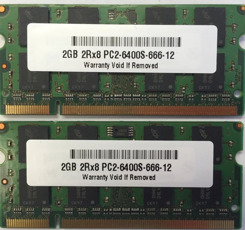 4GB 2 2GB PC2-6400 Laptop Memory RAM DDR2 800 SODIMM Acer Dell HP Lenovo Toshiba - Image 1 of 1