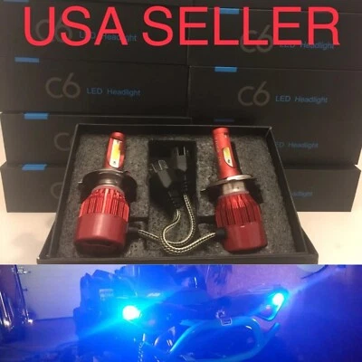 SUPER BLUE H4 9003 LED Conversion fahren Headlight Lights Bulbs Kit 10000K 10K 2 - Image 1 of 4