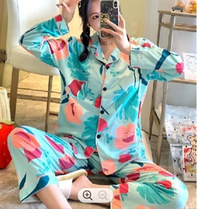 Teenage Petite GIRLS Long Sleeves Blue Teal Sleepwear Top Bottom Set-New - Picture 1 of 3