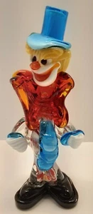 Murano 9 Inch Hand Blown Glass Clown,  face and tie glows under black light  - Picture 1 of 7