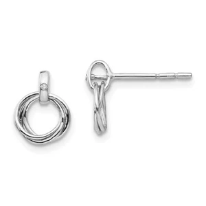 10mm White Ice Sterling Silver Rhodium-plated Three Ring Diamond Post Earrings - Picture 1 of 7